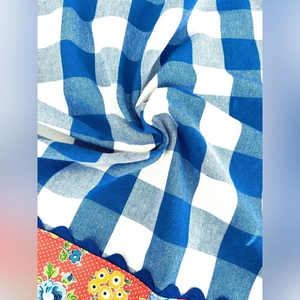 Handmade Kitchen Towel Blue & White Buffalo Chck 19” x 24” farmhouse Cottagecore